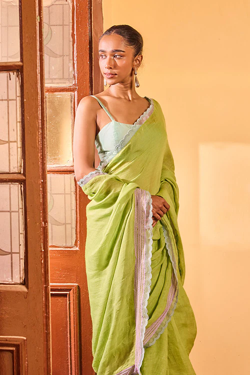 Dressfolk Soft Morning  Linen Saree - Image 2
