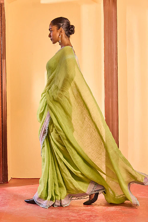Dressfolk Soft Morning  Linen Saree - Image 3