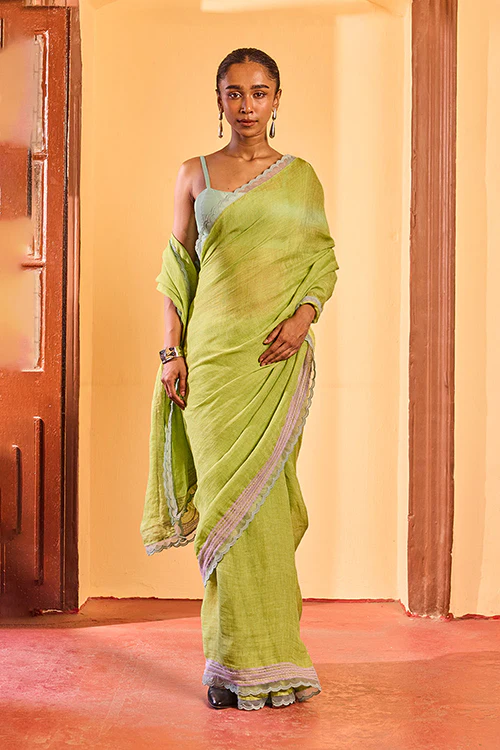 Dressfolk Soft Morning  Linen Saree - Image 4