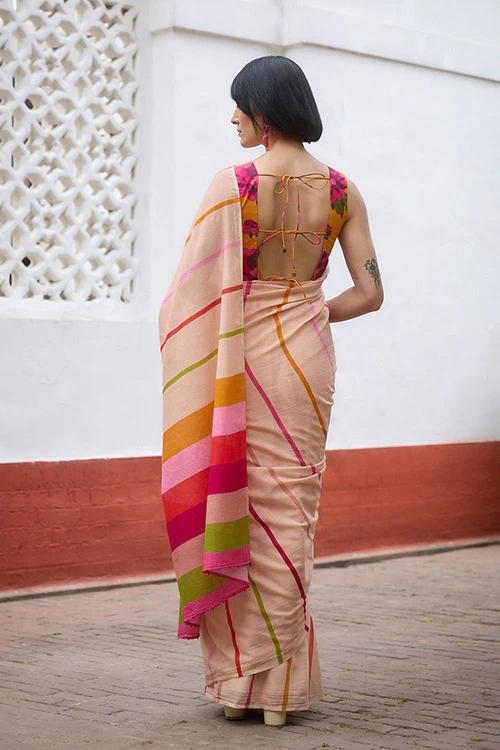 Dressfolk Stripe Hues Bengal Cotton Saree - Image 3