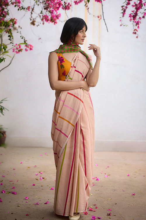 Dressfolk Stripe Hues Bengal Cotton Saree - Image 4
