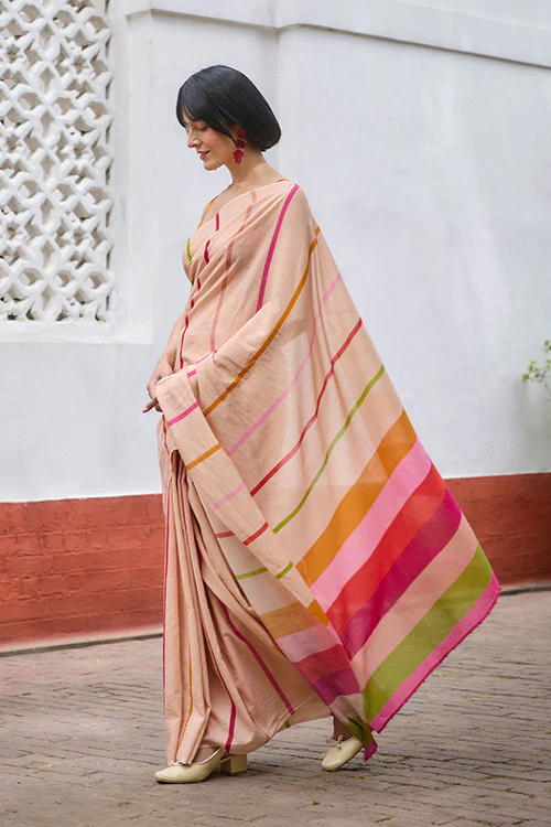 Dressfolk Stripe Hues Bengal Cotton Saree - Image 5
