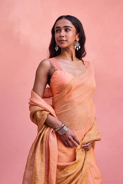 Dressfolk Sunkissed Linen Saree - Image 2