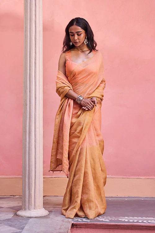 Dressfolk Sunkissed Linen Saree - Image 4