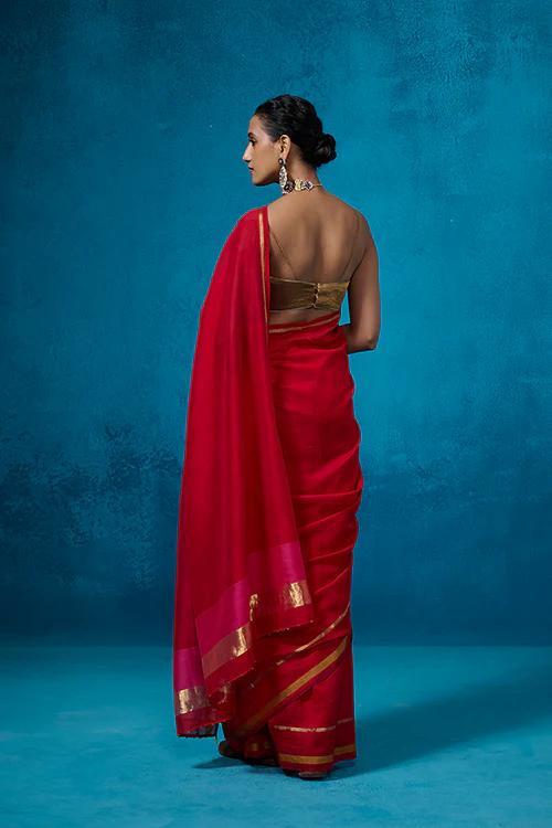 Dressfolk Surkh Tissue Saree