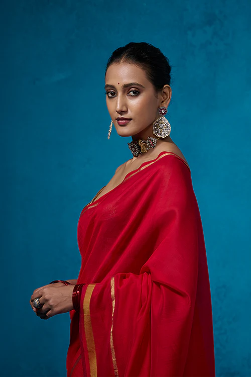 Dressfolk Surkh Tissue Saree - Image 2