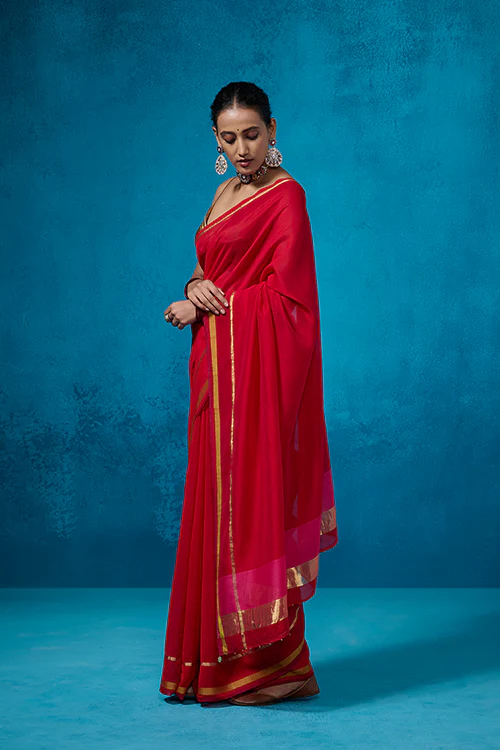 Dressfolk Surkh Tissue Saree - Image 3