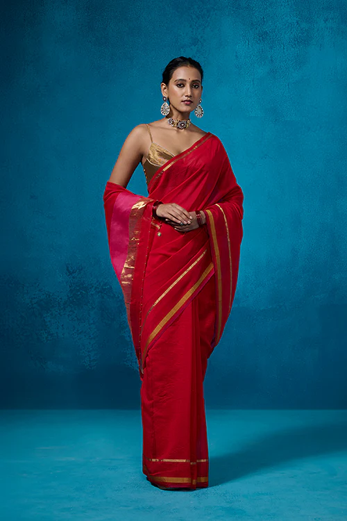 Dressfolk Surkh Tissue Saree - Image 5