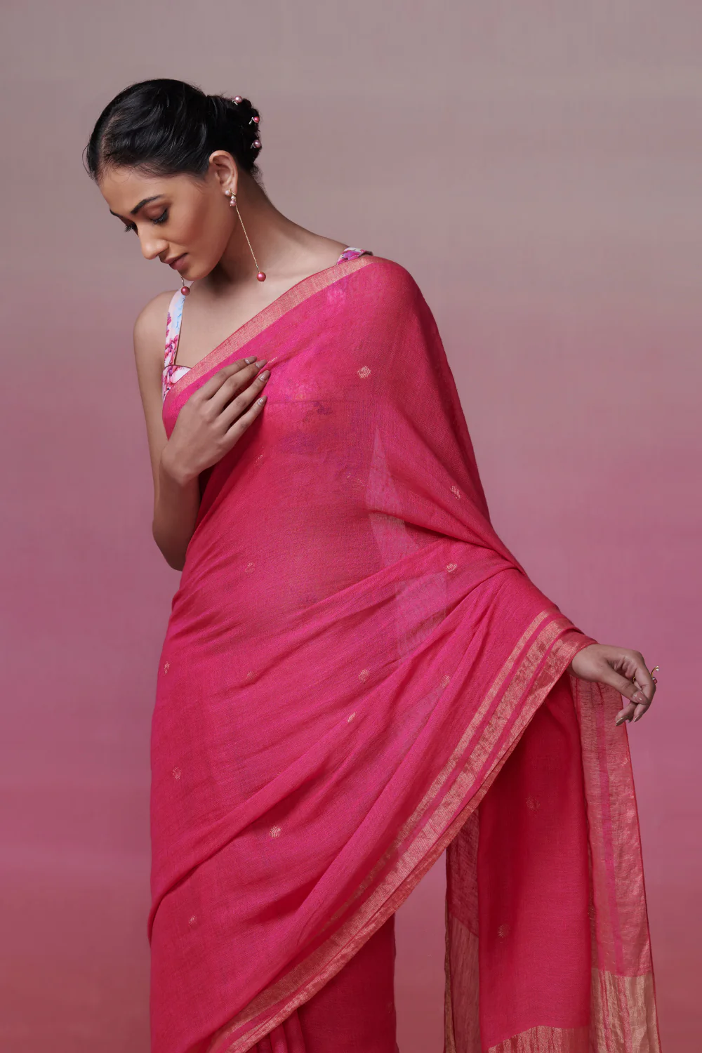 Dressfolk Valentina Linen Saree - Image 2