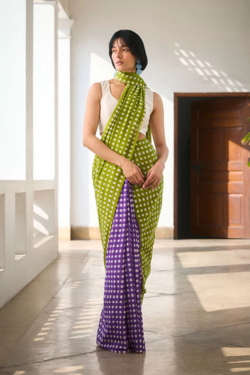 Dressfolk Vibe Check Bengal Cotton Saree - Image 3