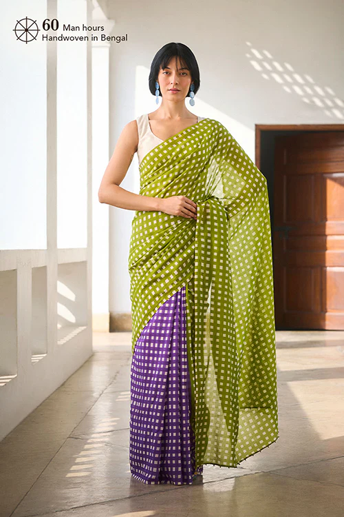 Dressfolk Vibe Check Bengal Cotton Saree - Image 5