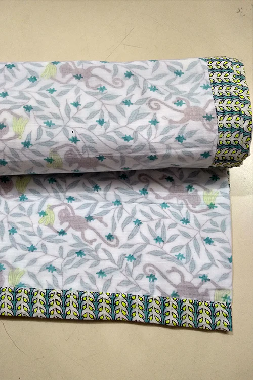 Poddar Exports Hand Block Printed Cotton Kids Dohar -Monkey - Image 3