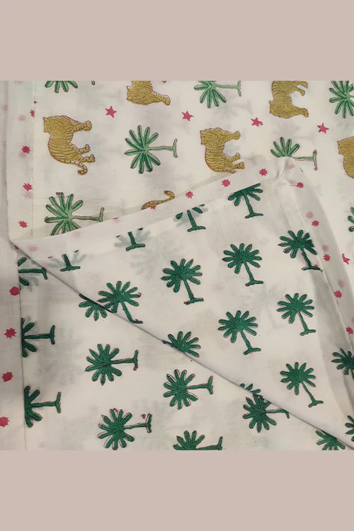Poddar Exports Hand Block Printed Cotton Kids Dohar- Tree Tiger - Image 3
