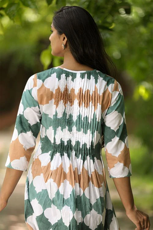 SootiSyahi'EarthyFall'BlockPrintedCotton Dress - Image 4