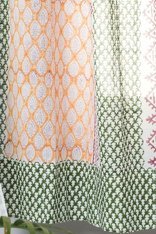 Sooti Syahi East Meets West Hand Block Printed Window Curtain - Image 2