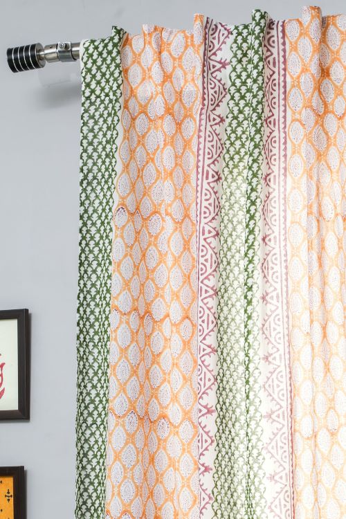 Sooti Syahi East Meets West Hand Block Printed Window Curtain - Image 3
