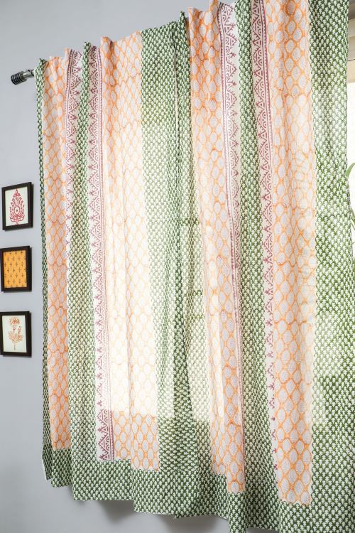 Sooti Syahi East Meets West Hand Block Printed Window Curtain - Image 4