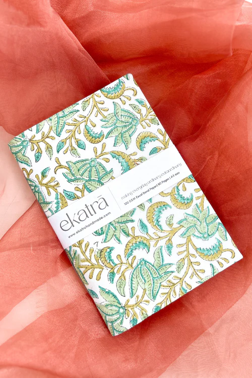 Ekatra A5 Handmade Journal - Green Leafy Floral ( Set Of 2 ) - Image 4