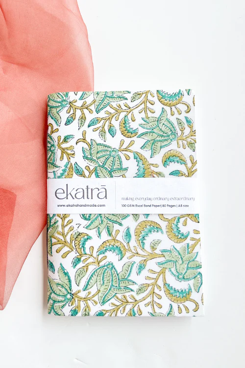 Ekatra A5 Handmade Journal - Green Leafy Floral ( Set Of 2 ) - Image 5