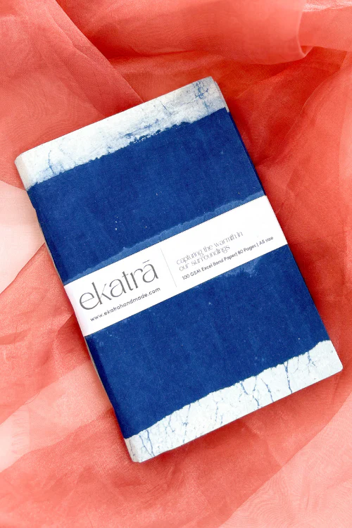 Ekatra A5 Handmade Journal - Indigo Stripes ( Set Of 2 ) - Image 6