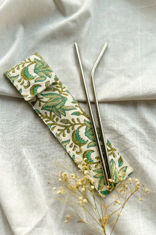 Ekatra Cotton Cutlery/Straw Holder By Ekatra ( Set Of 3 ) - Image 4