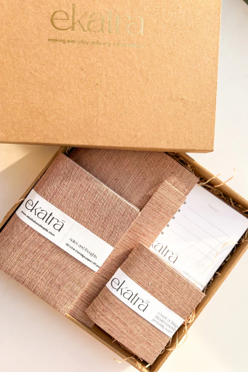 Ekatra Eco Friendly Solid Beige Stationery Loaded Gift Hamper - Image 2