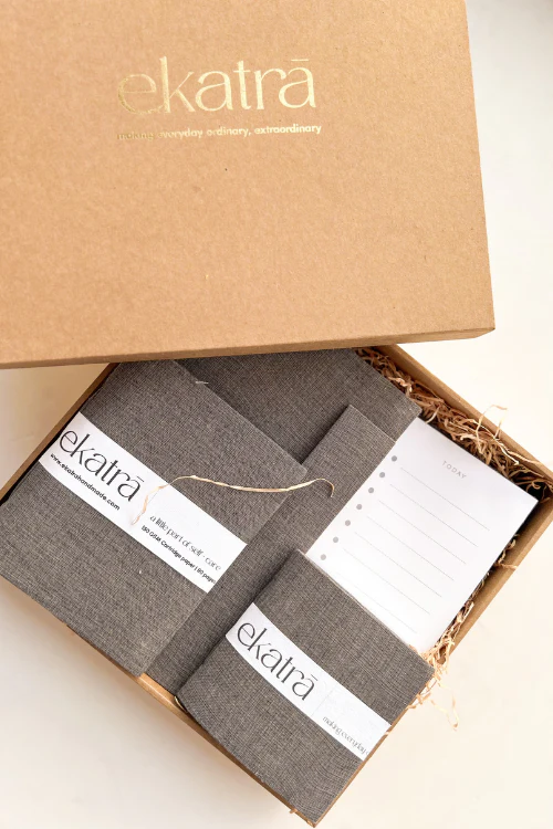 Ekatra Eco Friendly Solid Grey Stationery Loaded Gift Hamper