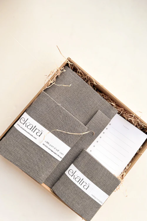 Ekatra Eco Friendly Solid Grey Stationery Loaded Gift Hamper - Image 2