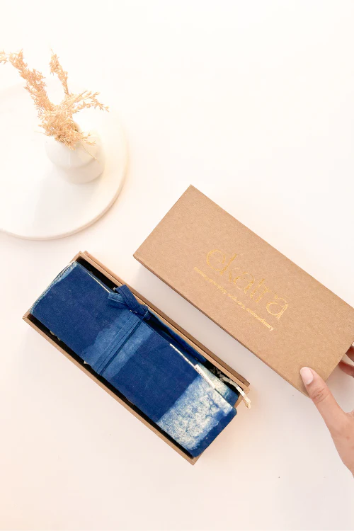 Ekatra Indigo Stripes Durable Cotton Fabric Roll Up Case( Set Of 2 ) - Image 3