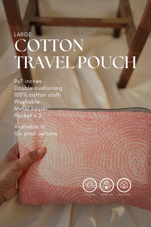 Ekatra Lotus Cotton Travel Pouch/Organizer ( Set Of 2 ) - Image 3