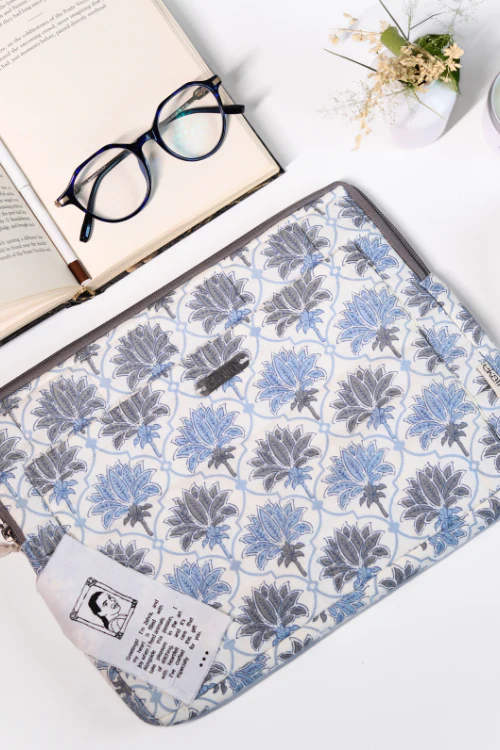 Ekatra Lotus Sustainable Handmade Cotton Laptop Sleeve/Laptop Cover - Image 3