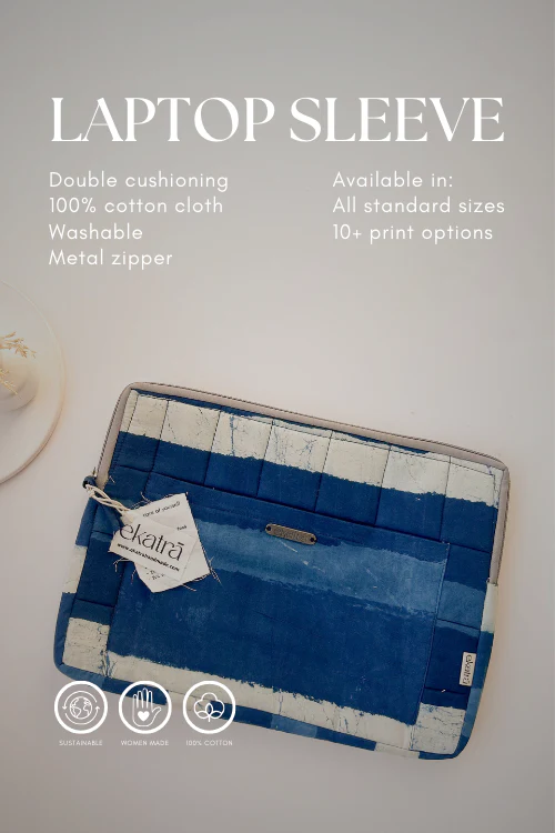 Ekatra Lotus Sustainable Handmade Cotton Laptop Sleeve/Laptop Cover - Image 5