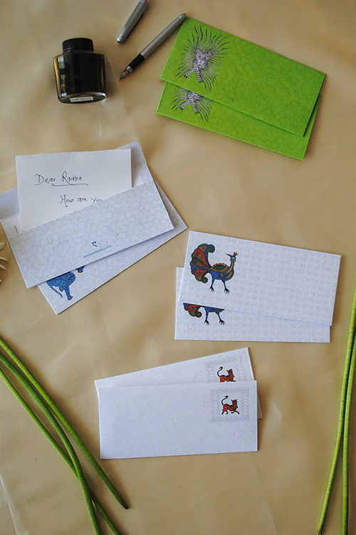 Ekibeki Chitrakathi Envelope Set Of 6 - Peacock - Image 3