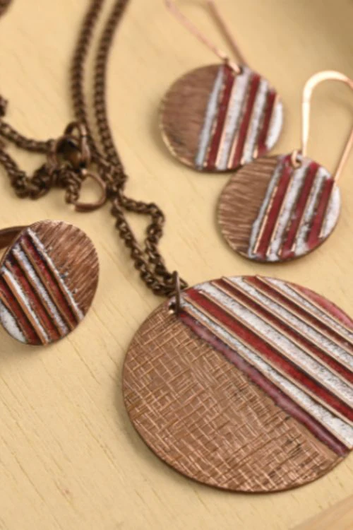 EkiBeki Hand Crafted Copper Enamel - Crinkle Fire Set Small - Image 2
