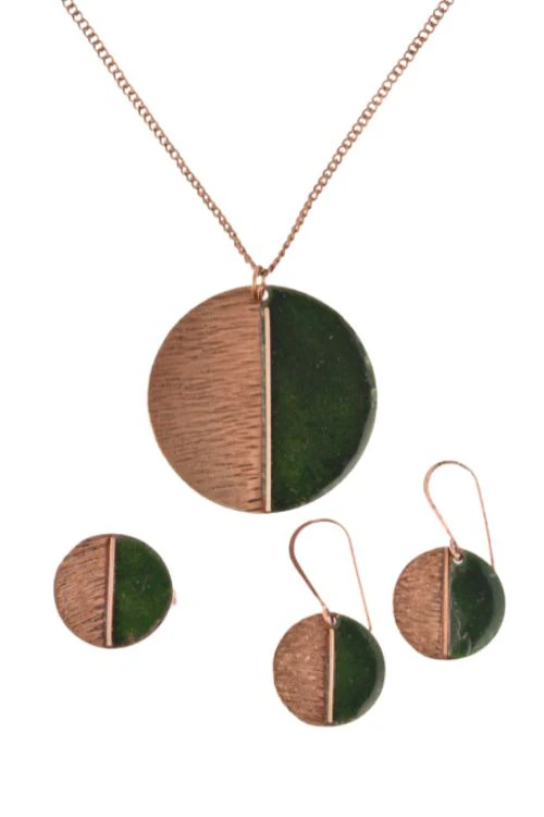 EkiBeki Hand Crafted Copper Enamel - Kakan Green Set - Image 4