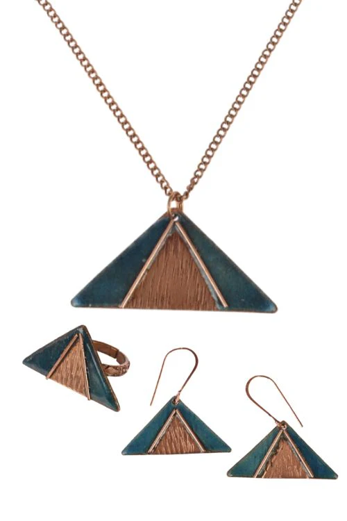 EkiBeki Hand Crafted Copper Enamel - Triphuli Blue Set - Image 3