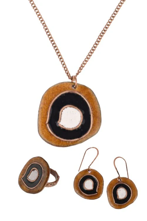 EkiBeki Hand Crafted Copper Enamel - Vartul Ochre Set - Image 2