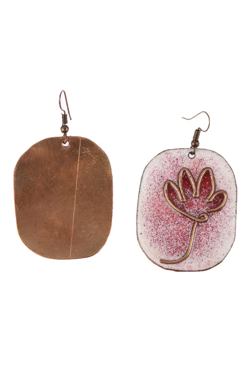 EkiBeki Elements- Lotus Bloom Earrings in Copper Enamel - Image 3