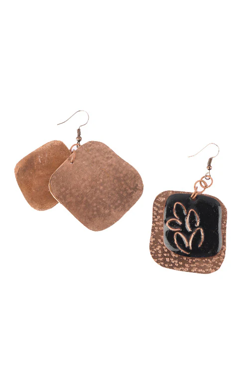 EkiBeki Elements- Phyllo Earrings in Copper Enamel - Image 3