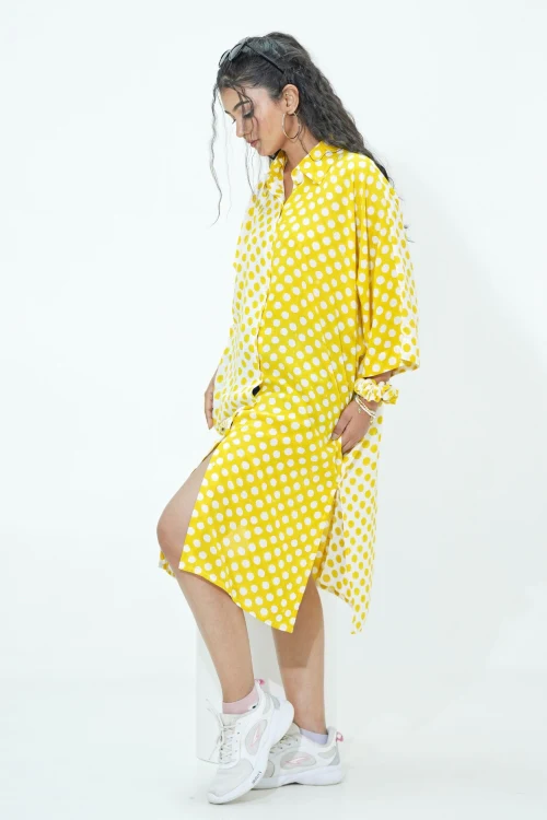 Sooti Syahi Elina In Yellow Hand Block Printed Oversize Shirt - Image 5