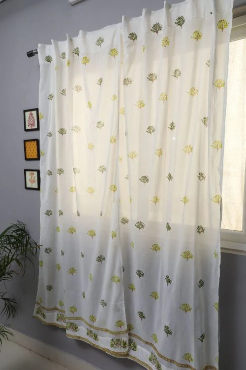 Sooti Syahi Envy Zinnia Hand Block Printed Door Curtain - Image 4