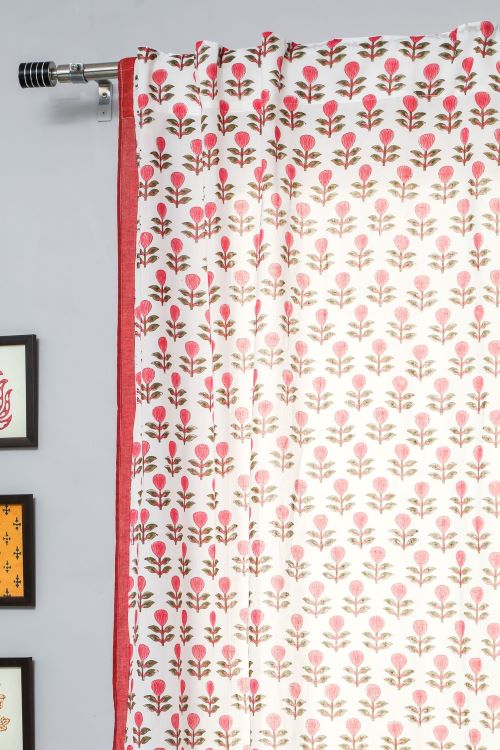 Sooti Syahi Evergreen Cherry Hand Block Printed Doorcurtain - Image 2