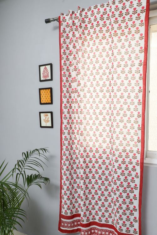 Sooti Syahi Evergreen Cherry Hand Block Printed Doorcurtain - Image 4