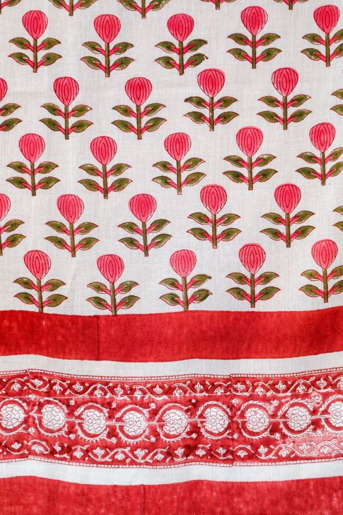 Sooti Syahi Evergreen Cherry Hand Block Printed Window Curtain - Image 5