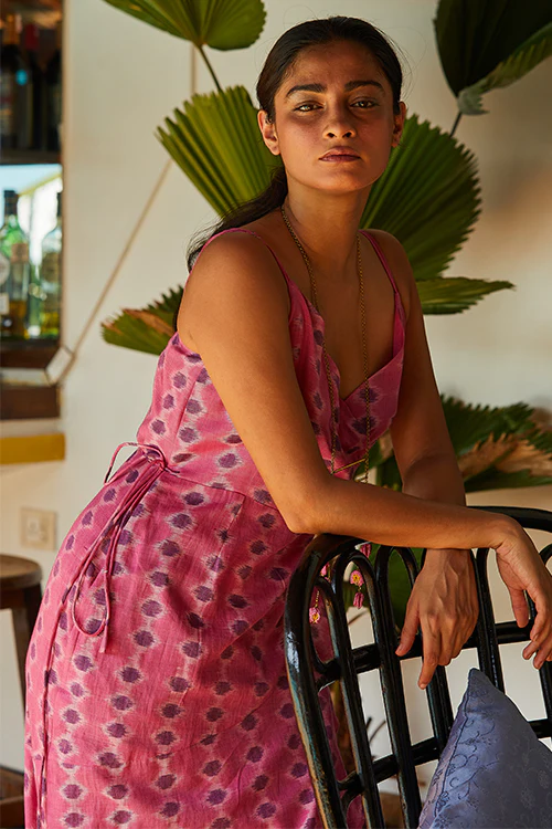 Okhai 'Eye Candy' Handwoven Pure Cotton Ikat Dress - Image 3