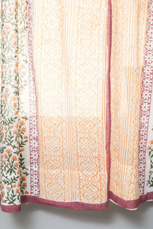 Sooti Syahi Fairyland Yellow Hand Block Printed Window Curtain - Image 3