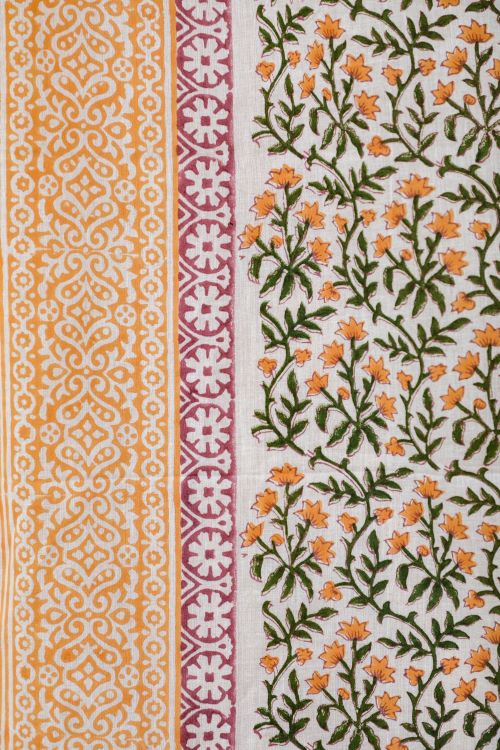Sooti Syahi Fairyland Yellow Hand Block Printed Window Curtain - Image 5