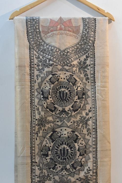 Fish circle madhubani painting kurta