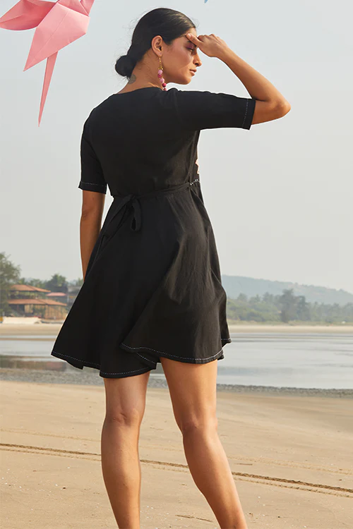 Okhai 'Flamingo Peace' Hand Embroidered Dress - Image 5