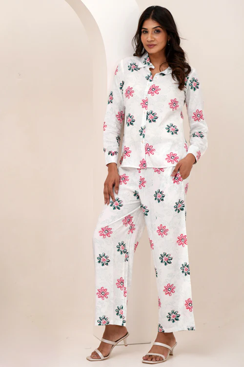 Sooti Syahi Floral Bloom Duo Hand Block Printed Co-Ord Set